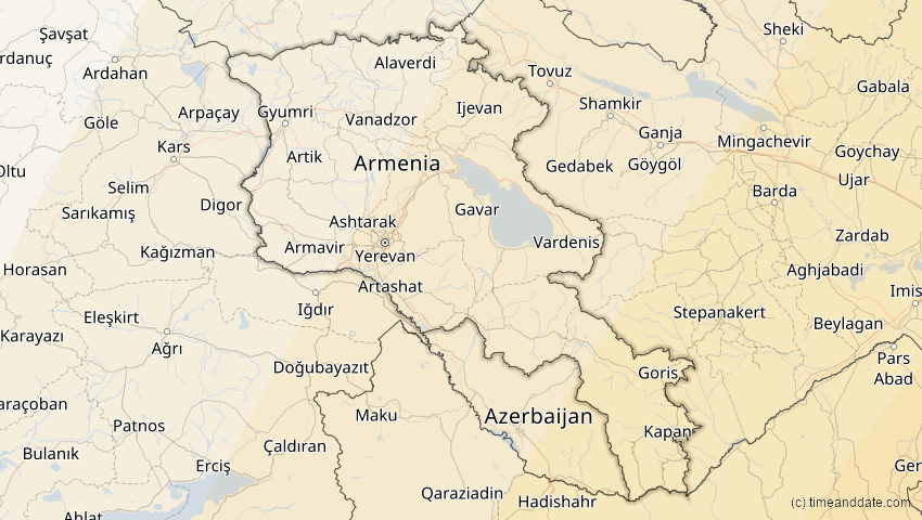 A map of Armenien, showing the path of the 26. Dez 2019 Ringförmige Sonnenfinsternis