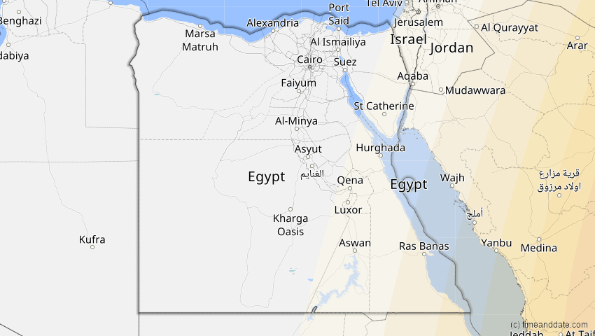 A map of Ägypten, showing the path of the 26. Dez 2019 Ringförmige Sonnenfinsternis