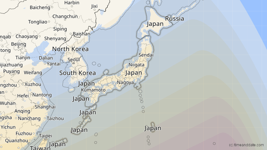 A map of Japan, showing the path of the 26. Dez 2019 Ringförmige Sonnenfinsternis