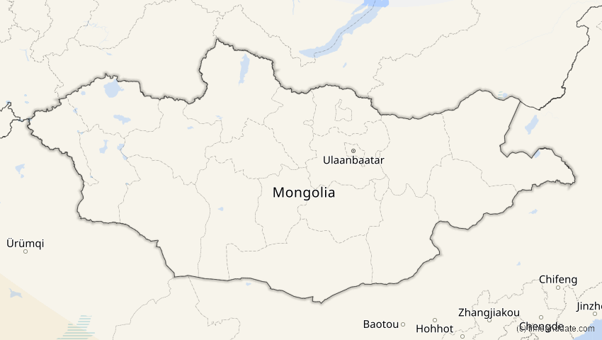 A map of Mongolei, showing the path of the 26. Dez 2019 Ringförmige Sonnenfinsternis