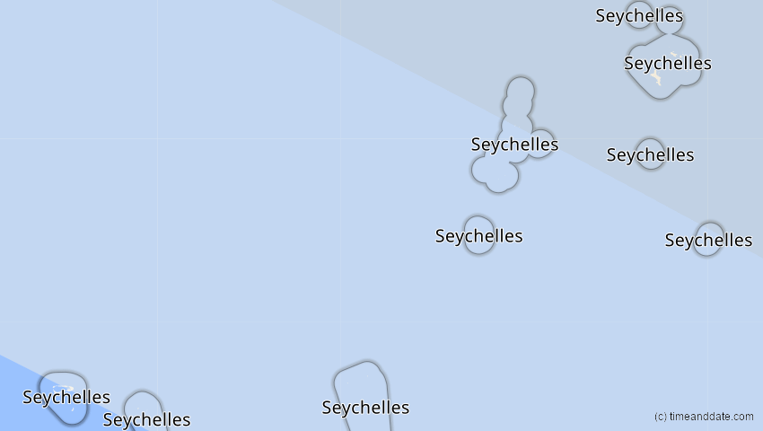 A map of Seychellen, showing the path of the 26. Dez 2019 Ringförmige Sonnenfinsternis