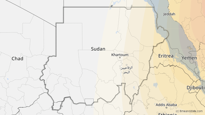 A map of Sudan, showing the path of the 26. Dez 2019 Ringförmige Sonnenfinsternis
