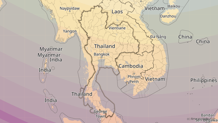 A map of Thailand, showing the path of the 26. Dez 2019 Ringförmige Sonnenfinsternis