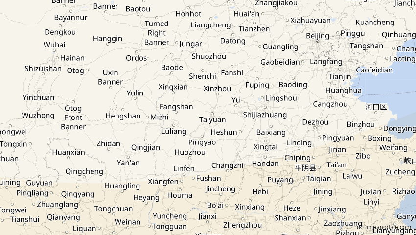 A map of Shanxi, China, showing the path of the 26. Dez 2019 Ringförmige Sonnenfinsternis