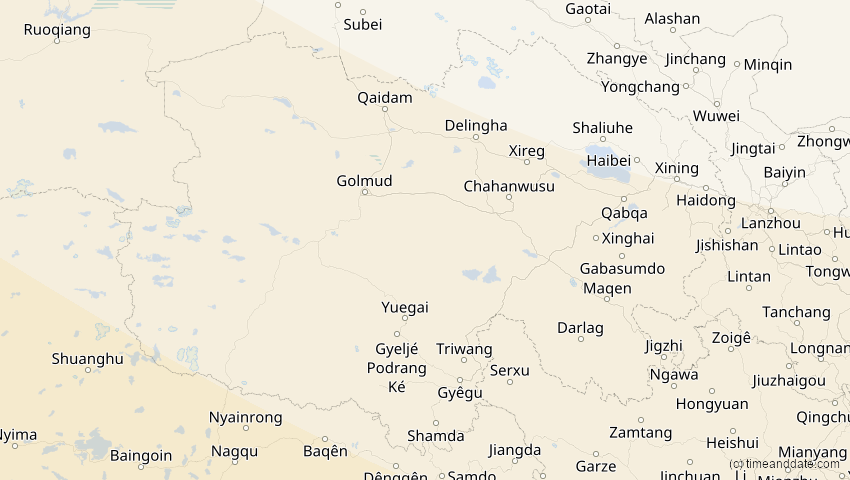 A map of Qinghai, China, showing the path of the 26. Dez 2019 Ringförmige Sonnenfinsternis