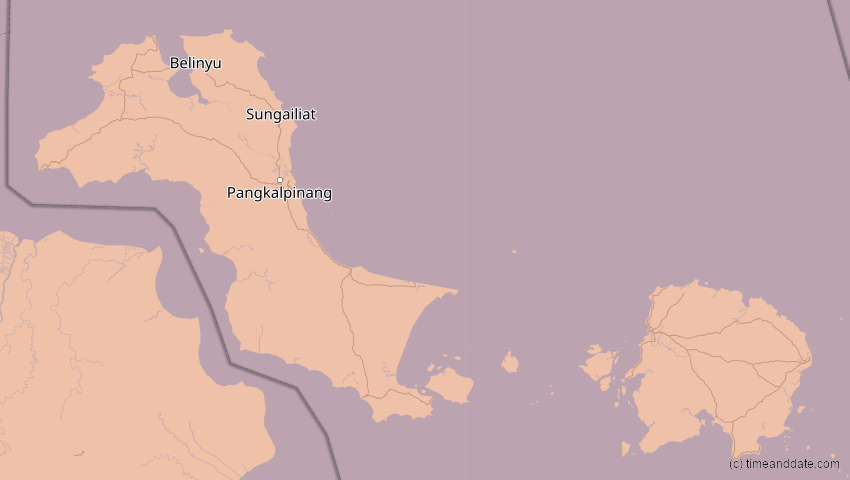 A map of Bangka-Belitung, Indonesien, showing the path of the 26. Dez 2019 Ringförmige Sonnenfinsternis