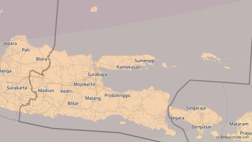 A map of Jawa Timur, Indonesien, showing the path of the 26. Dez 2019 Ringförmige Sonnenfinsternis