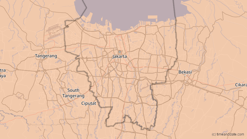 A map of Jakarta Hauptstadtdistrikt, Indonesien, showing the path of the 26. Dez 2019 Ringförmige Sonnenfinsternis