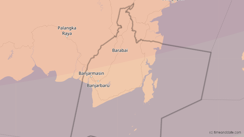 A map of Kalimantan Selatan, Indonesien, showing the path of the 26. Dez 2019 Ringförmige Sonnenfinsternis