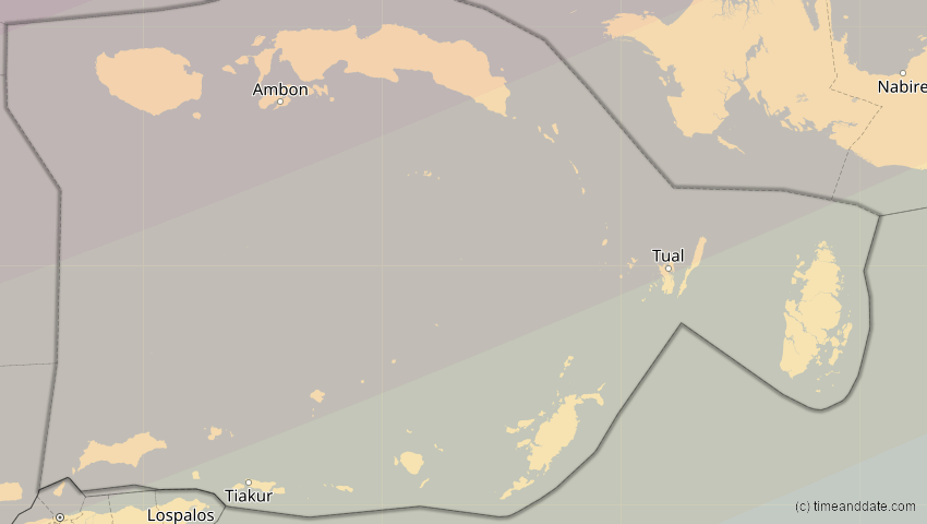 A map of Maluku, Indonesien, showing the path of the 26. Dez 2019 Ringförmige Sonnenfinsternis