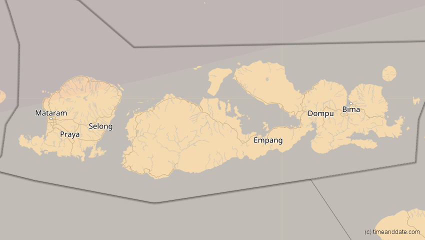 A map of Nusa Tenggara Barat, Indonesien, showing the path of the 26. Dez 2019 Ringförmige Sonnenfinsternis