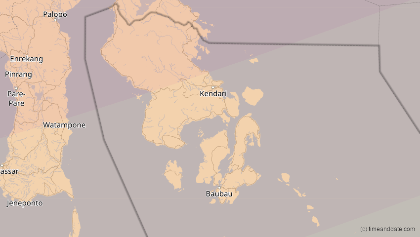 A map of Sulawesi Tenggara, Indonesien, showing the path of the 26. Dez 2019 Ringförmige Sonnenfinsternis