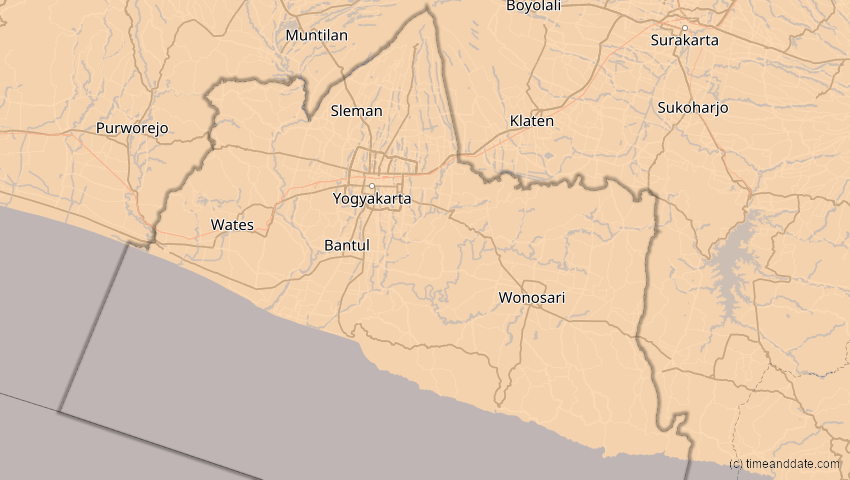 A map of Sonderregion Yogyakarta, Indonesien, showing the path of the 26. Dez 2019 Ringförmige Sonnenfinsternis