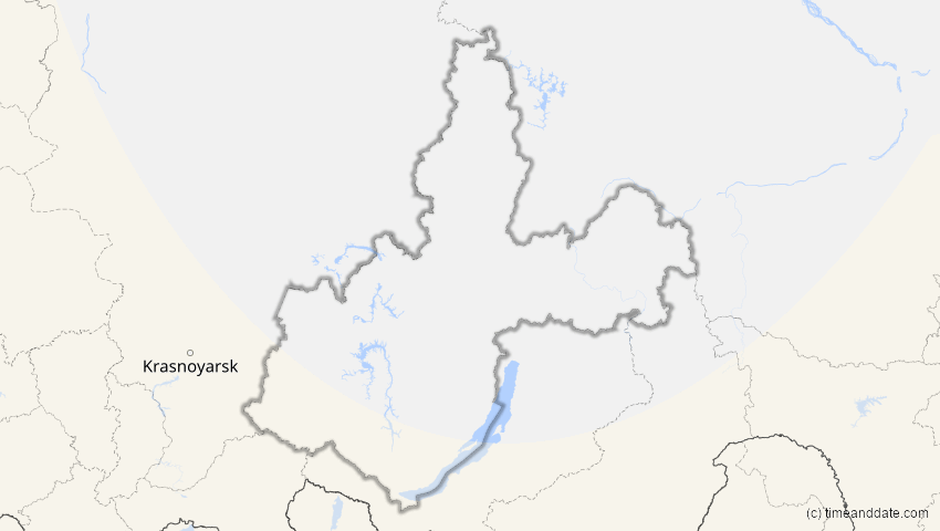 A map of Irkutsk, Russland, showing the path of the 26. Dez 2019 Ringförmige Sonnenfinsternis