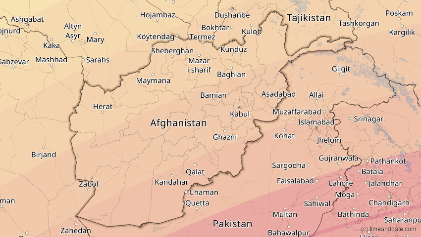 A map of Afghanistan, showing the path of the Jun 21, 2020 Annular Solar Eclipse