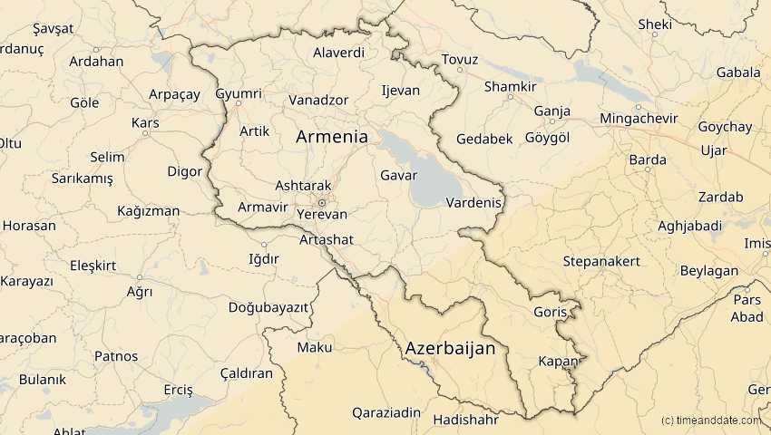 A map of Armenien, showing the path of the 21. Jun 2020 Ringförmige Sonnenfinsternis