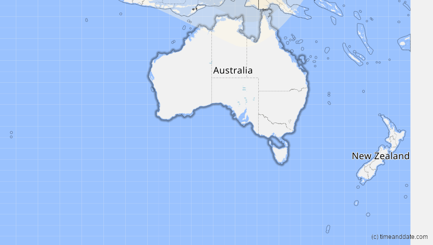 A map of Australia, showing the path of the Jun 21, 2020 Annular Solar Eclipse