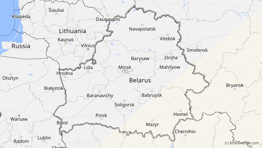 A map of Belarus, showing the path of the Jun 21, 2020 Annular Solar Eclipse