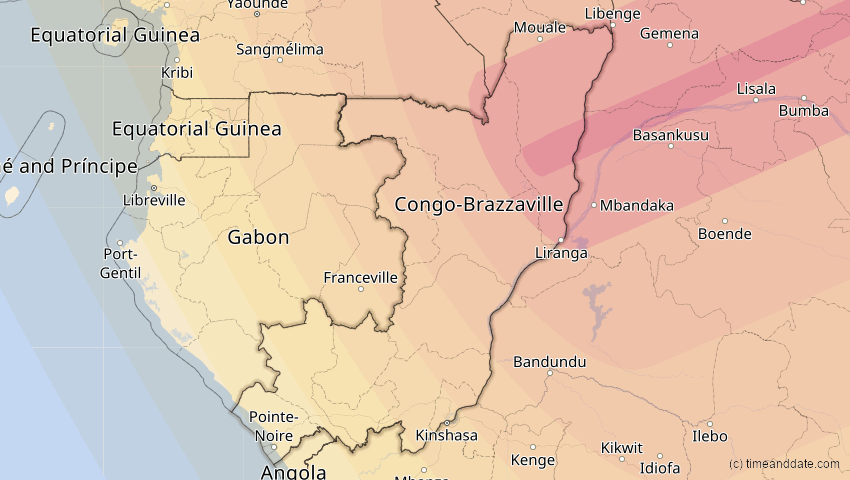 A map of Congo, showing the path of the Jun 21, 2020 Annular Solar Eclipse