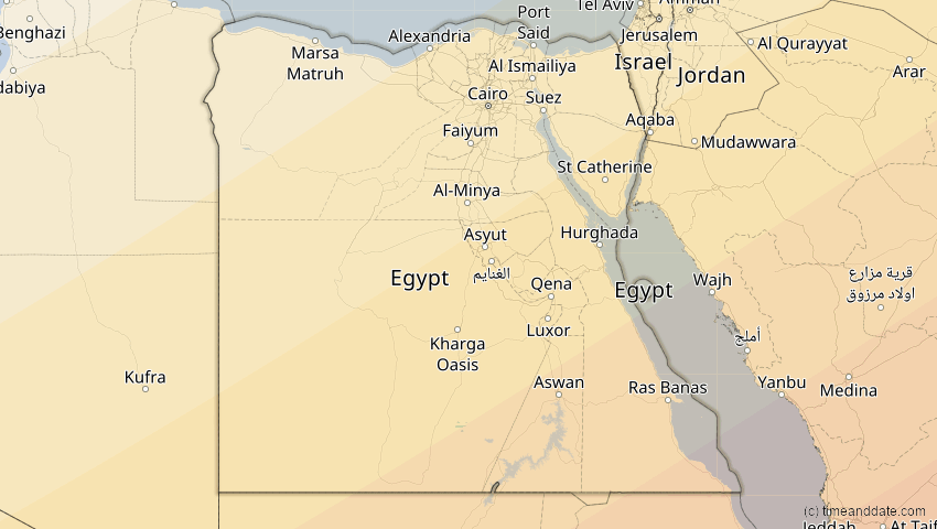A map of Ägypten, showing the path of the 21. Jun 2020 Ringförmige Sonnenfinsternis