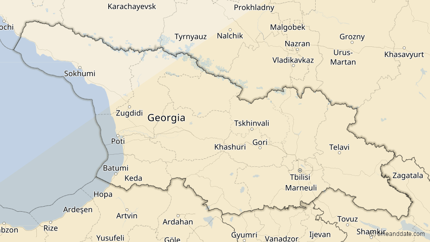 A map of Georgia, showing the path of the Jun 21, 2020 Annular Solar Eclipse