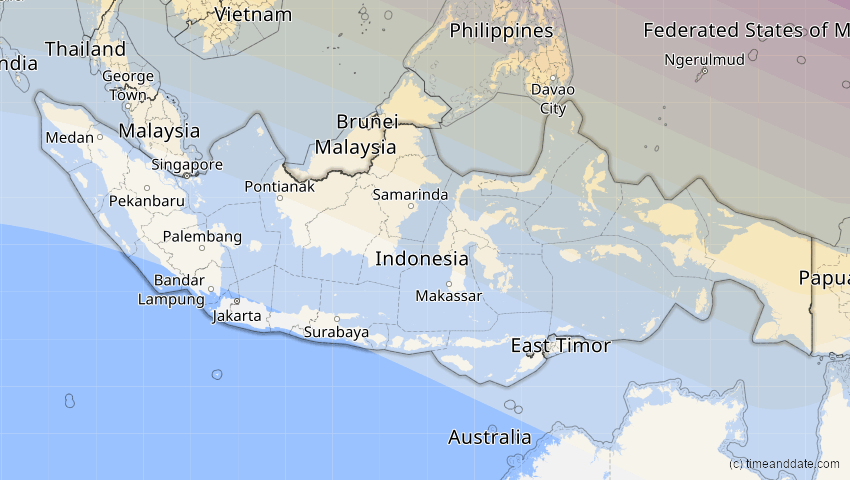A map of Indonesia, showing the path of the Jun 21, 2020 Annular Solar Eclipse