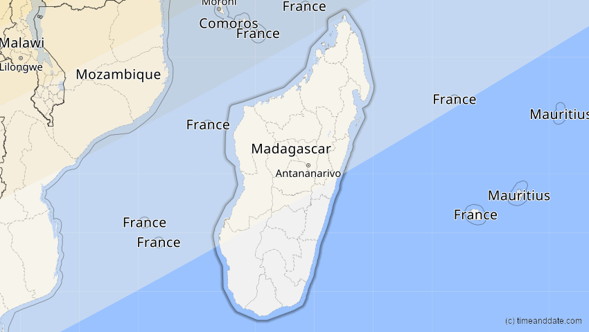 A map of Madagascar, showing the path of the Jun 21, 2020 Annular Solar Eclipse