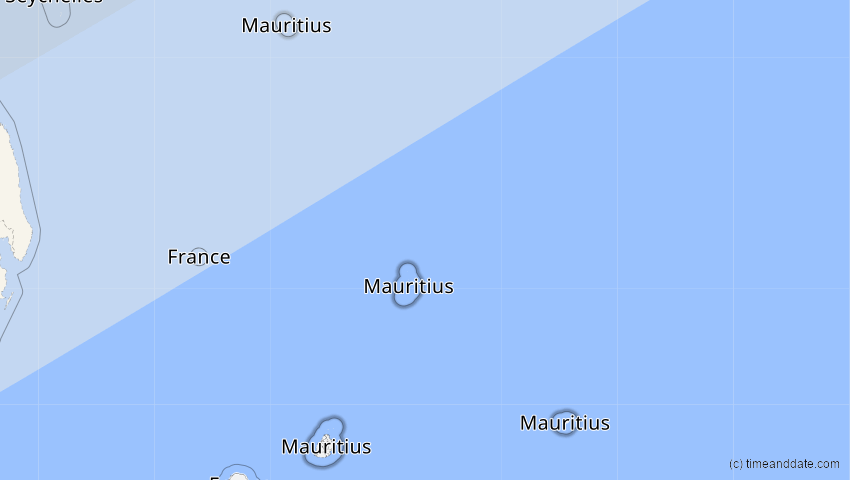 A map of Mauritius, showing the path of the Jun 21, 2020 Annular Solar Eclipse