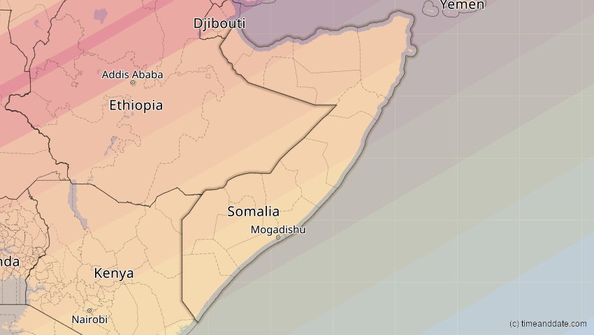 A map of Somalia, showing the path of the Jun 21, 2020 Annular Solar Eclipse