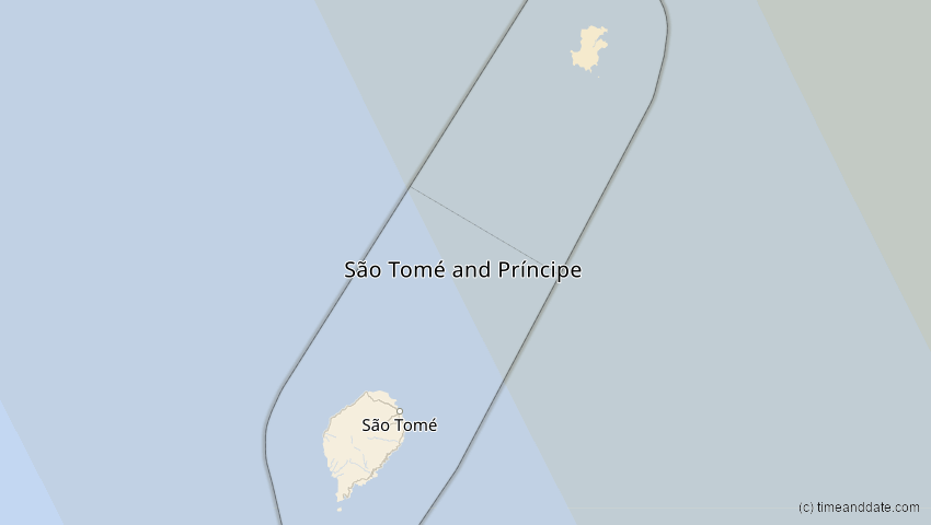 A map of São Tomé und Príncipe, showing the path of the 21. Jun 2020 Ringförmige Sonnenfinsternis