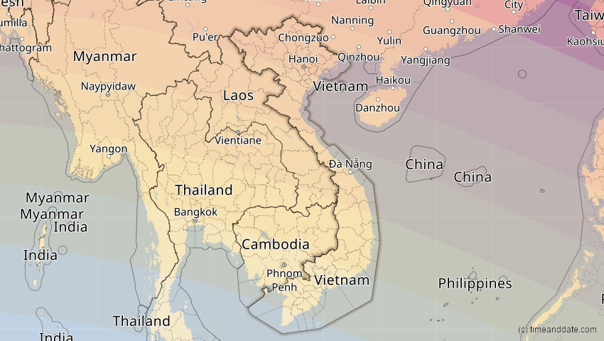 A map of Vietnam, showing the path of the 21. Jun 2020 Ringförmige Sonnenfinsternis
