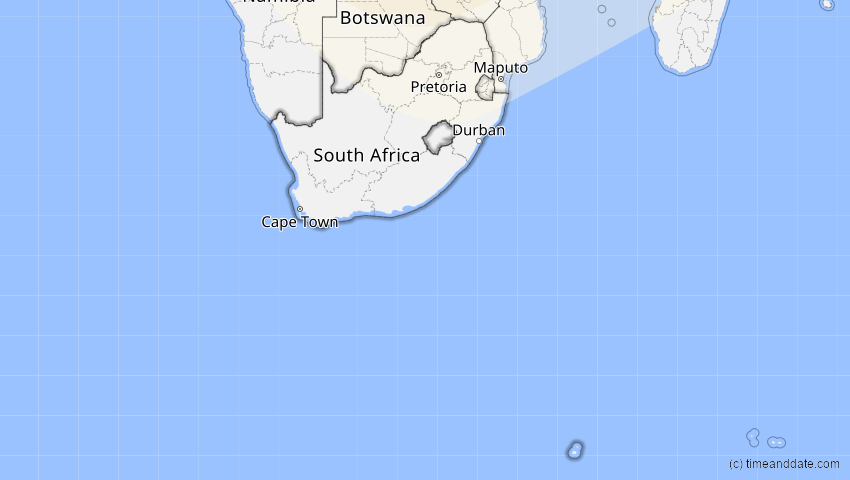 A map of South Africa, showing the path of the Jun 21, 2020 Annular Solar Eclipse