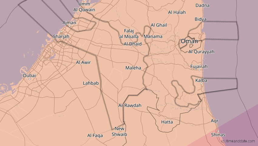 A map of Schardscha, Vereinigte Arabische Emirate, showing the path of the 21. Jun 2020 Ringförmige Sonnenfinsternis