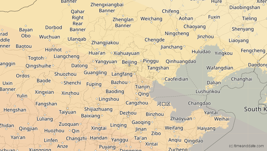 A map of Hebei, China, showing the path of the 21. Jun 2020 Ringförmige Sonnenfinsternis