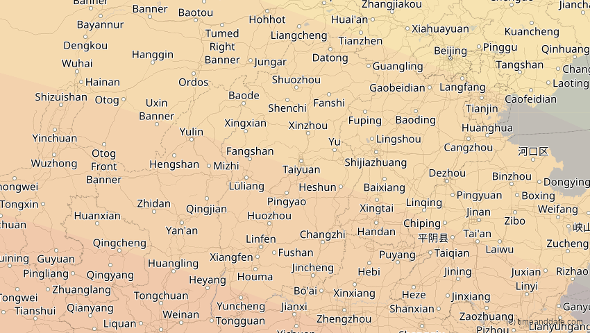 A map of Shanxi, China, showing the path of the 21. Jun 2020 Ringförmige Sonnenfinsternis