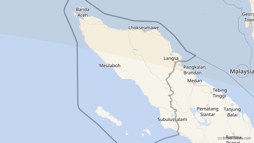 A map of Aceh, Indonesia, showing the path of the Jun 21, 2020 Annular Solar Eclipse