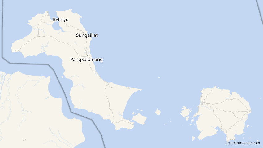 A map of Bangka-Belitung, Indonesia, showing the path of the Jun 21, 2020 Annular Solar Eclipse