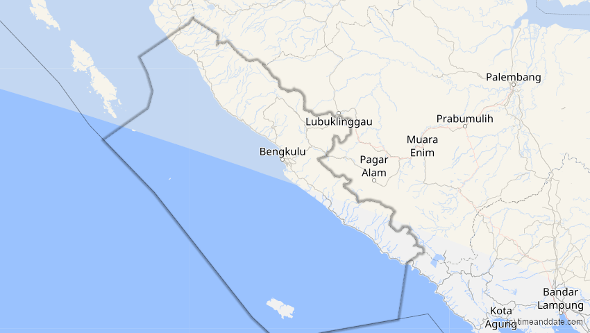 A map of Bengkulu, Indonesia, showing the path of the Jun 21, 2020 Annular Solar Eclipse