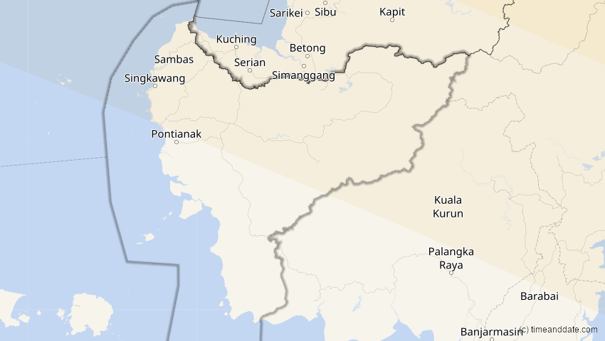 A map of West Kalimantan, Indonesia, showing the path of the Jun 21, 2020 Annular Solar Eclipse