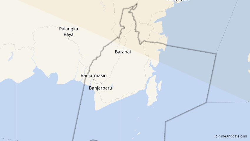 A map of Kalimantan Selatan, Indonesien, showing the path of the 21. Jun 2020 Ringförmige Sonnenfinsternis
