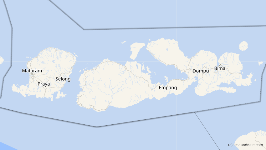 A map of West Nusa Tenggara, Indonesia, showing the path of the Jun 21, 2020 Annular Solar Eclipse