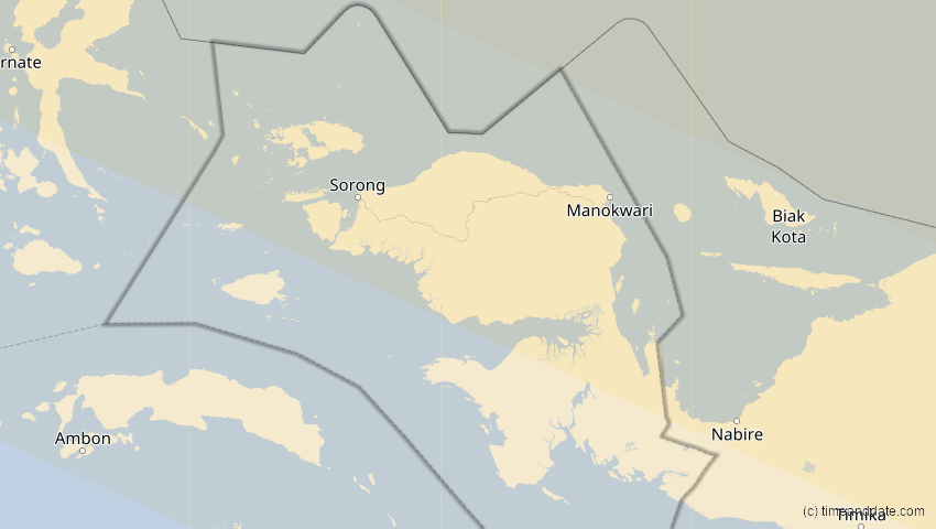 A map of Papua Barat, Indonesien, showing the path of the 21. Jun 2020 Ringförmige Sonnenfinsternis