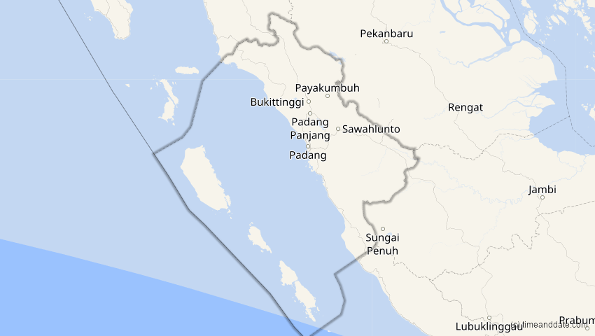 A map of West Sumatra, Indonesia, showing the path of the Jun 21, 2020 Annular Solar Eclipse