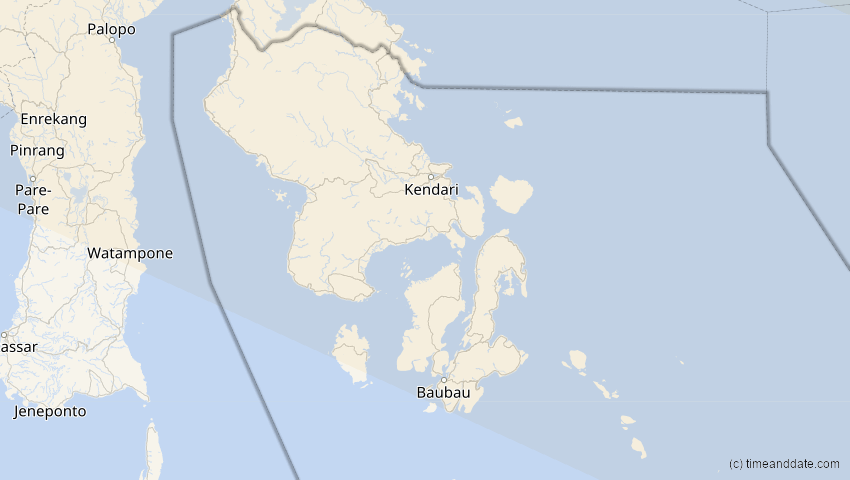 A map of South East Sulawesi, Indonesia, showing the path of the Jun 21, 2020 Annular Solar Eclipse