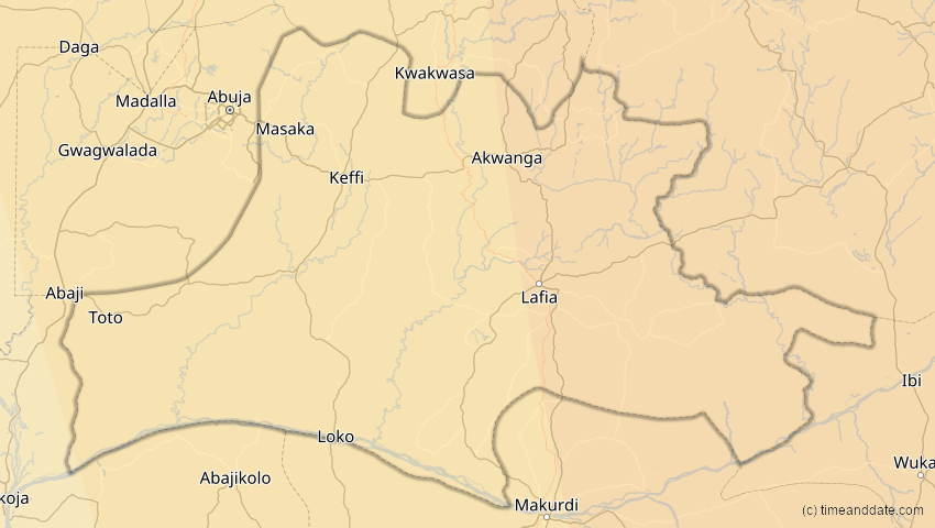 A map of Nasarawa, Nigeria, showing the path of the Jun 21, 2020 Annular Solar Eclipse