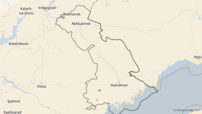 A map of Astrakhan, Russia, showing the path of the Jun 21, 2020 Annular Solar Eclipse