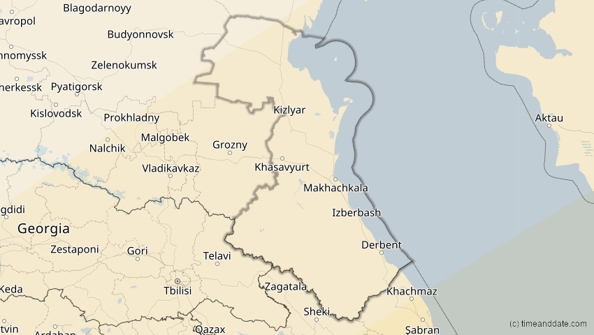 A map of Dagestan, Russland, showing the path of the 21. Jun 2020 Ringförmige Sonnenfinsternis