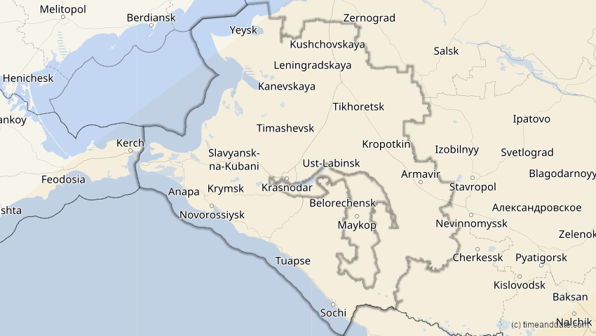 A map of Krasnodar, Russland, showing the path of the 21. Jun 2020 Ringförmige Sonnenfinsternis