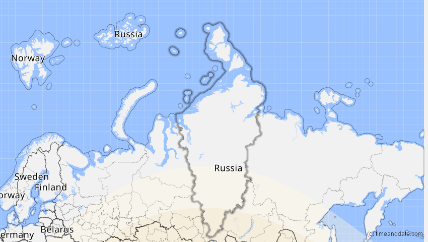 A map of Krasnojarsk, Russland, showing the path of the 21. Jun 2020 Ringförmige Sonnenfinsternis