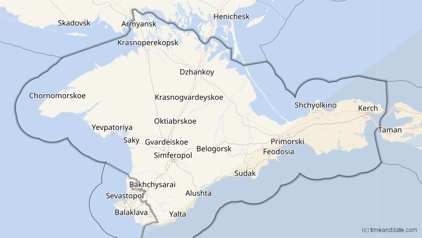 A map of Auton. Republic of Crimea, Ukraine, showing the path of the Jun 21, 2020 Annular Solar Eclipse
